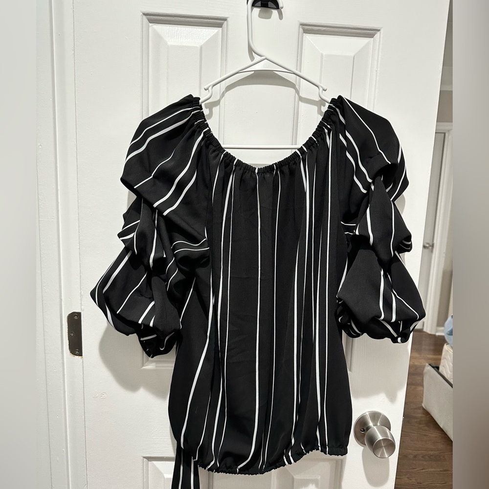 Off the shoulder stripe blouse